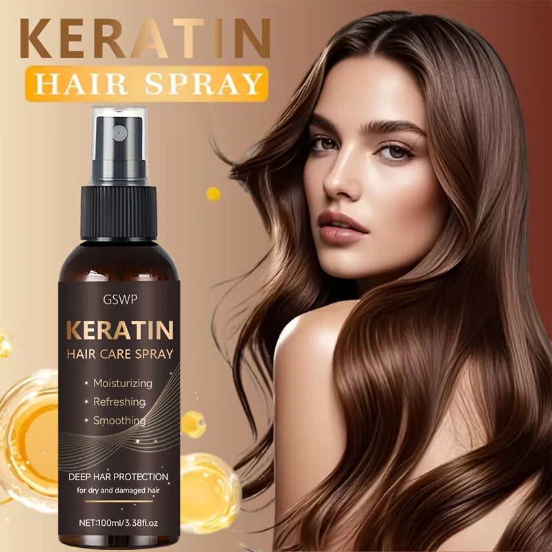 Keratin Hair Spray Castor Argan Oils Instantly Absorbed — Deep Brown | KIMLUD