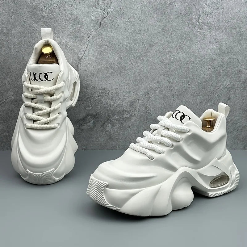 Fashionable Men's Shoes, 2025 Autumn Sports and Leisure Dad Shoes, Versatile Thick Soled High Rise Minimalist Board Shoes