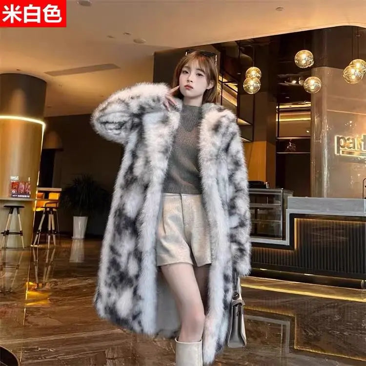 Luxury High-quality Fur Coat Women Winter Faux Fur Jacket Vintage Trench Coat Warm Thick Long Sleeve Windproof Outerwear Design