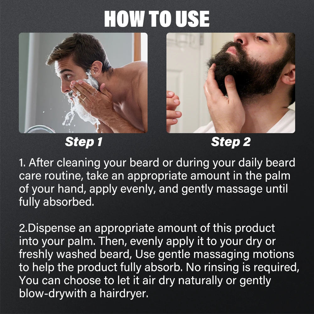 Beard Care Set, Sandalwood Beard Shampoo and Beard no-rinse conditioner- Softens & Strengthens Beard, with Argan and Jojoba Oil