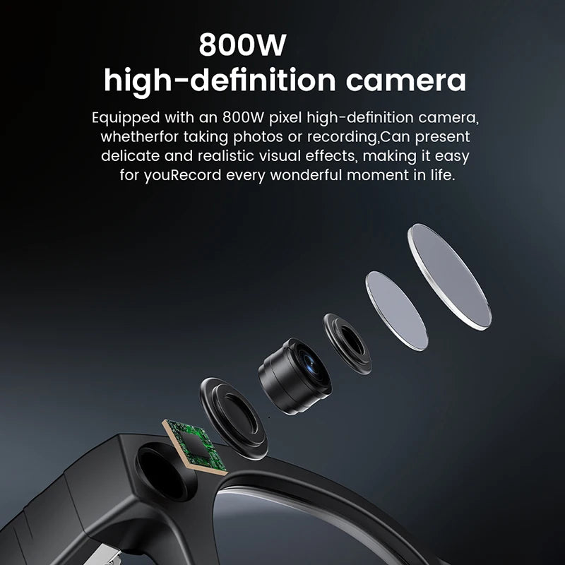 Photochromic Smart Glasses HD Photo Video Translation — Black | KIMLUD