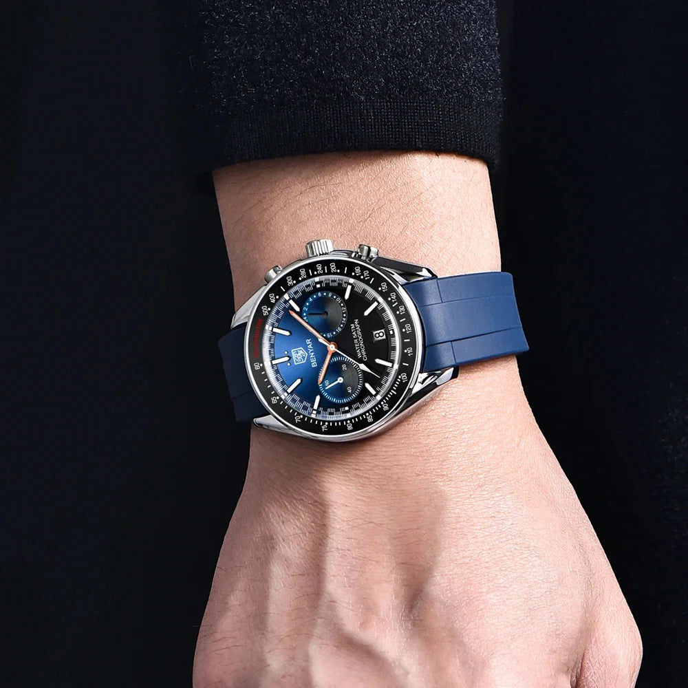 BENYAR Mens Watches Top Luxury Moon Watch For Men Quartz Chronograph Waterproof Military Sports Luminous Clock Reloj Hombre