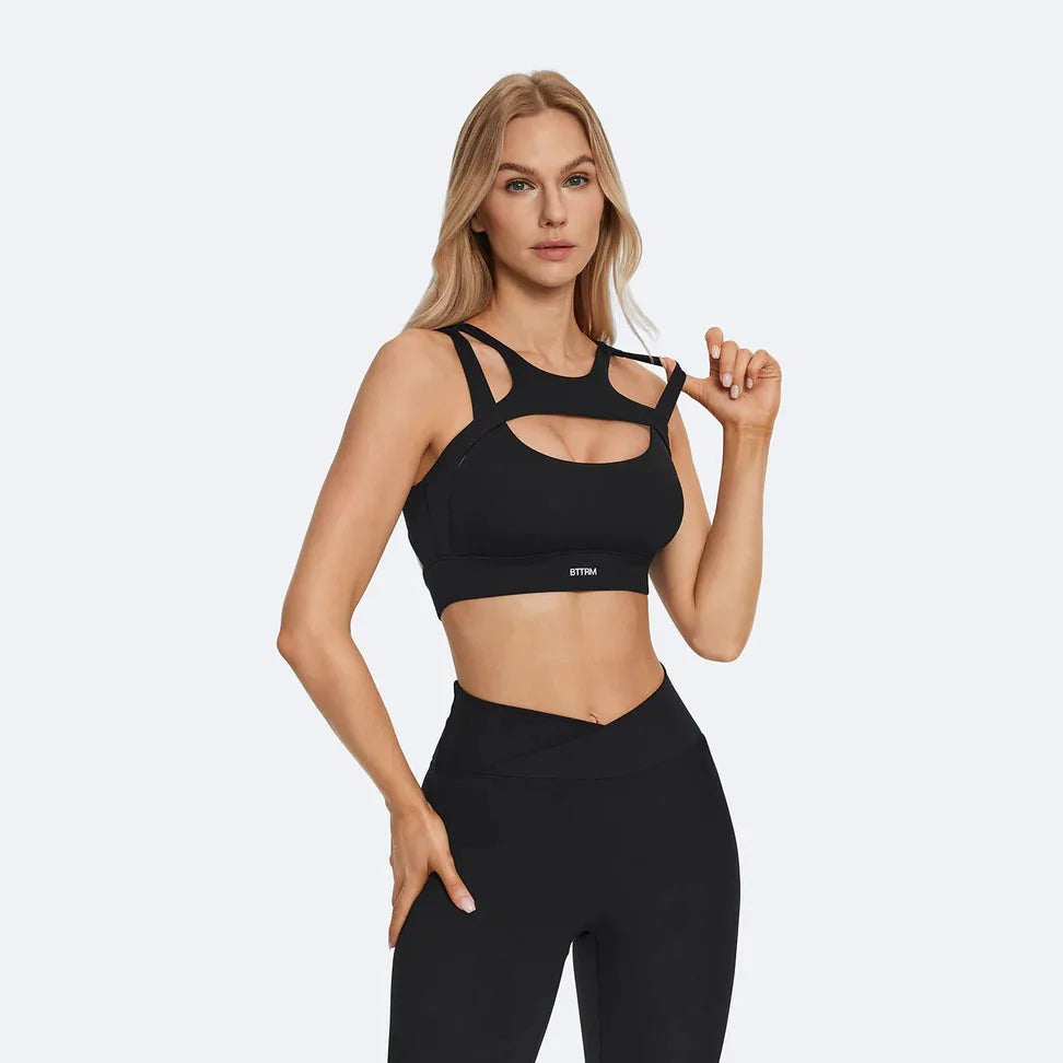 Hollow Sports Bra High Impact Push Up — Naked | KIMLUD