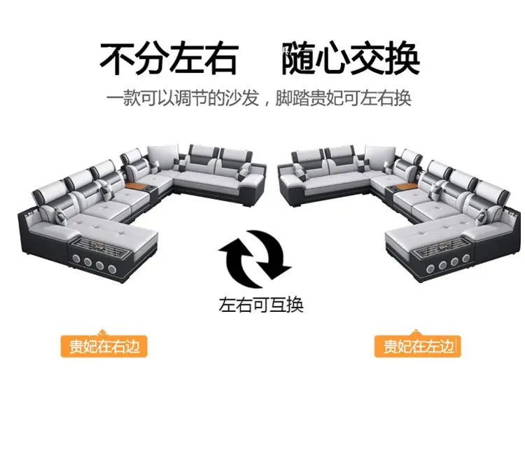 Fabric Sofa Modern Minimalist U-Shape — Gray | KIMLUD