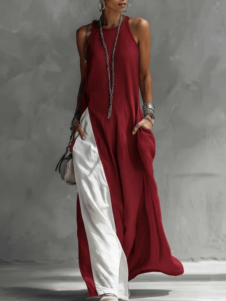 playa lucila halter dress Luella Textured Halter Split Maxi Dress White