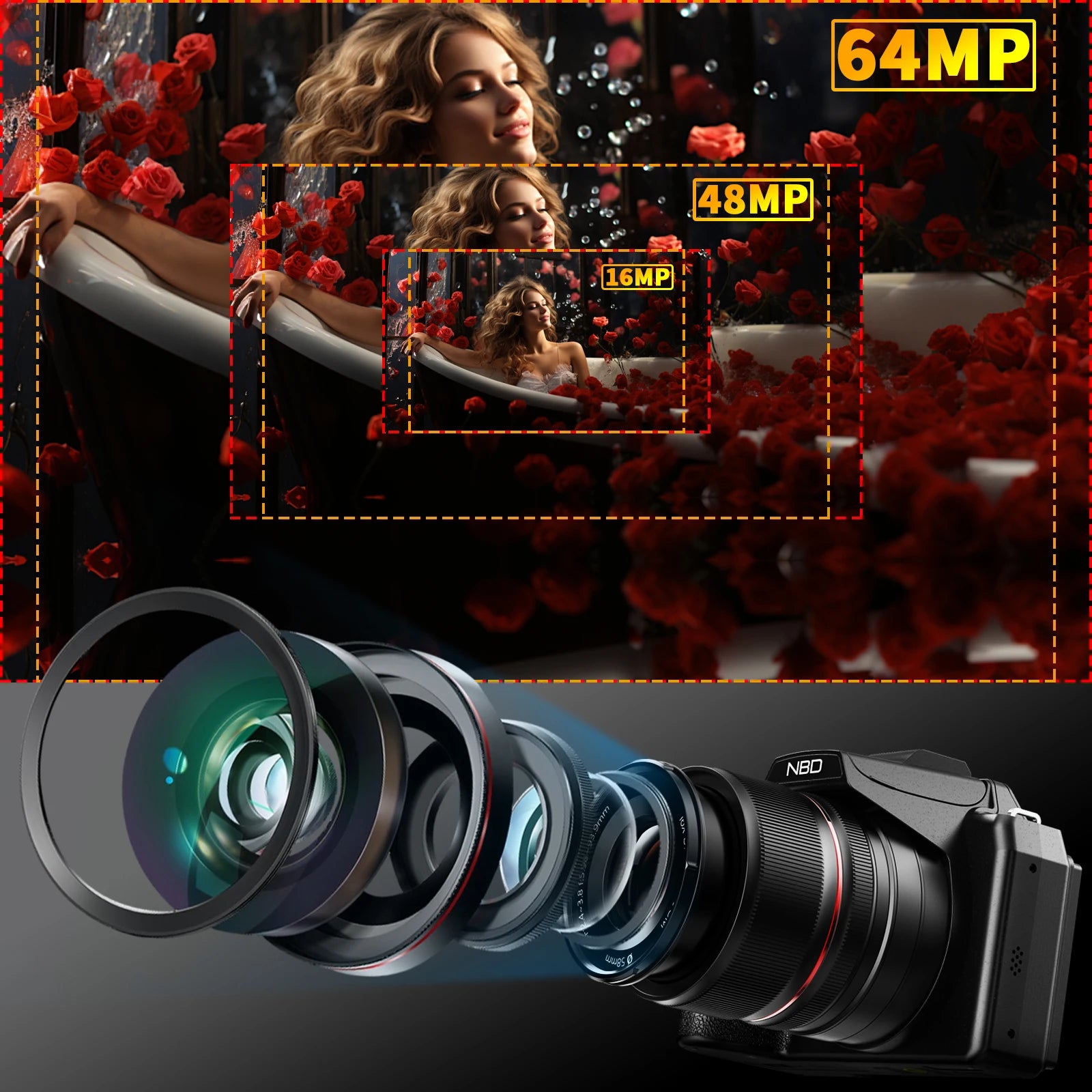 Metal and Glass Digital Camera 16x Optical Zoom — Black | KIMLUD