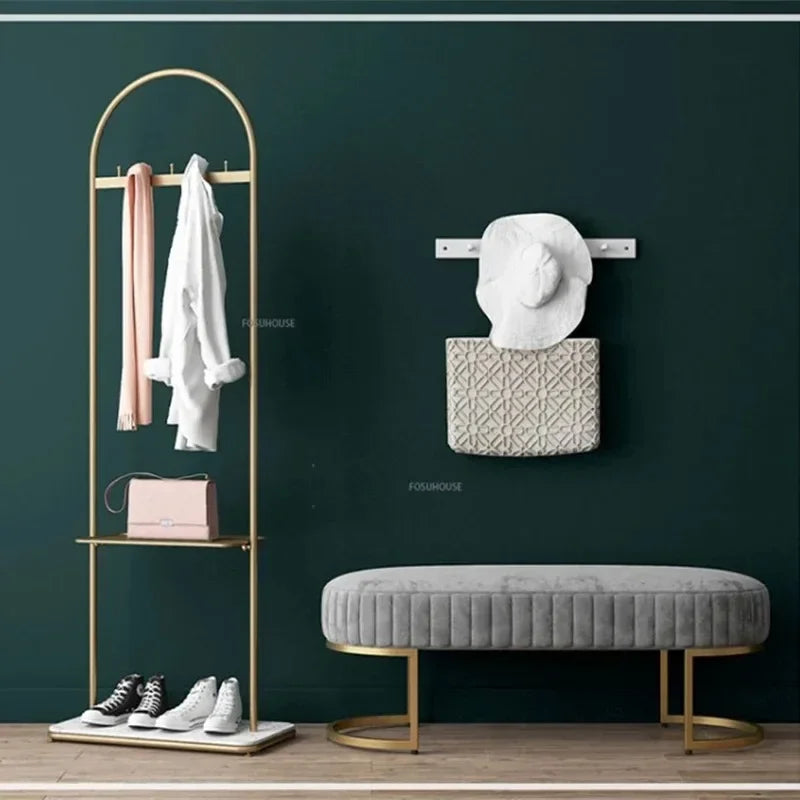 Nordic Soft Velvet Bed Footrest Ottoman Living Room Furniture for Home Bedroom Luxury Pouf Bench Entrance-hall Shoes Stool w f