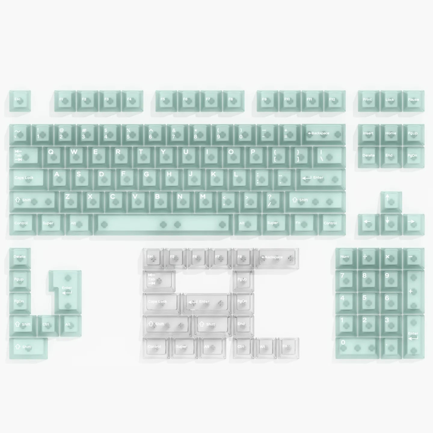 Multicolor Transparent PC Keycaps Cherry profile Shine Through Keycap Sets With Numberpad Key Cap for MX Mechanical Keyboard