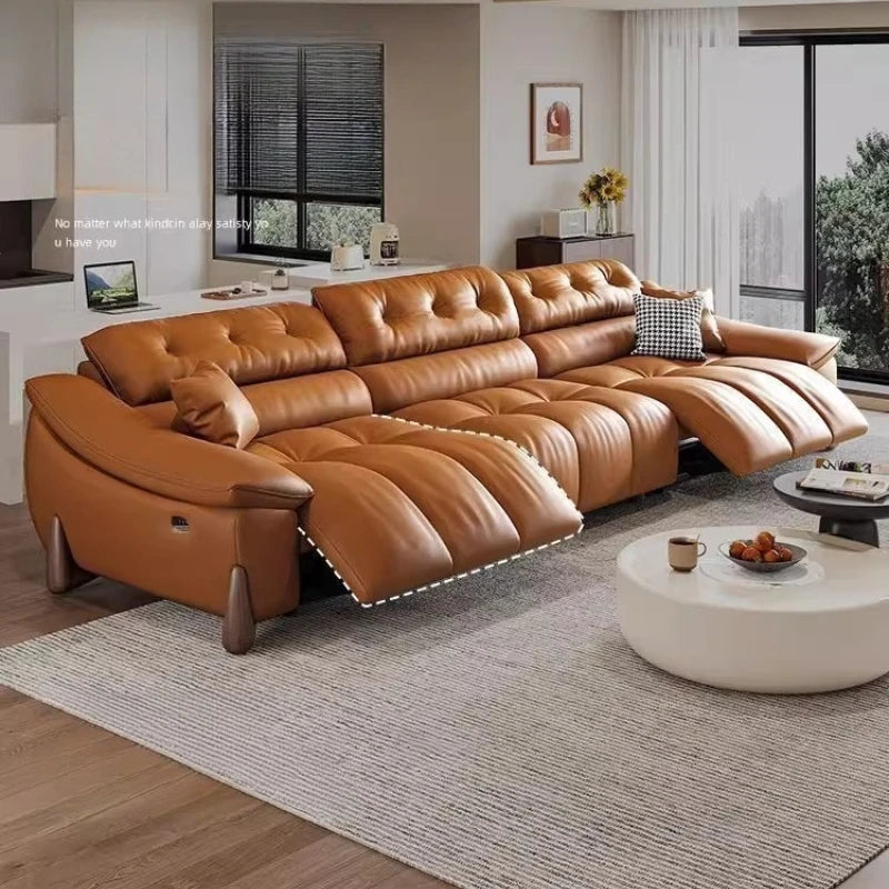 Velvet Waterproof Sofa Electric Sleeper Recliner, Armrest Loveseat, Modern Scandinavian Design — Caramel Tan | KIMLUD