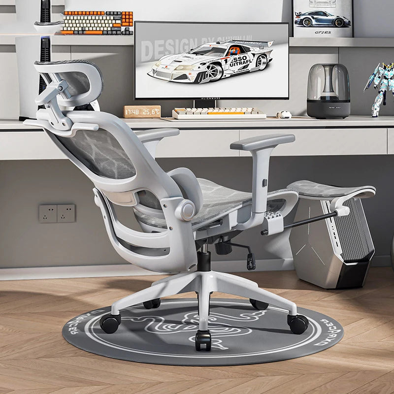 Ergonomic Mesh Office Chair Back Support — Pearl White | KIMLUD