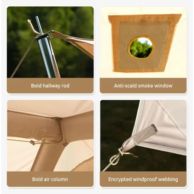 A Duct Pole Inflatable Camping Tent Foldable Luxury Cabin Modeling 5-8 People Party Picnic Family