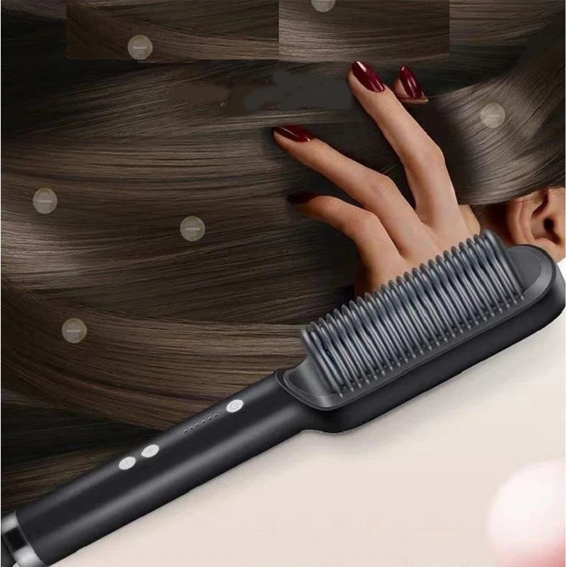 Hair Straightener Brush - Fast Heating - Ceramic | KIMLUD