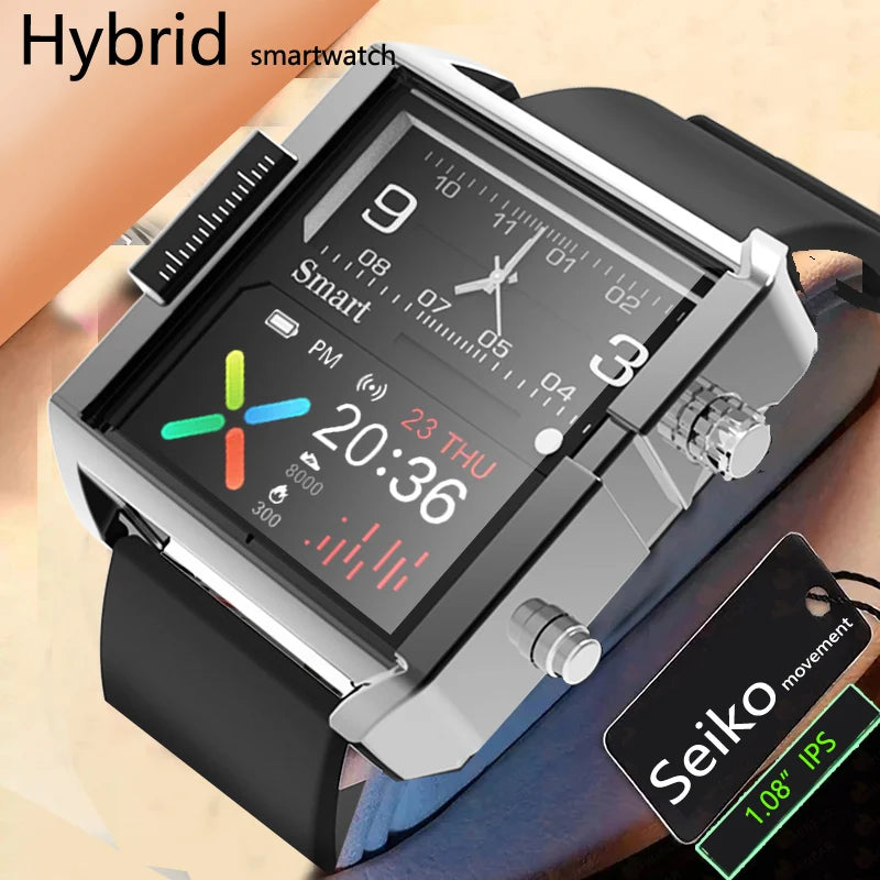 T9 Hybrid Smartwatch Heart Rate Blood Pressure Monitor  Waterproof IPS Stylish Smart Watch Seiko Movement For IOS Android