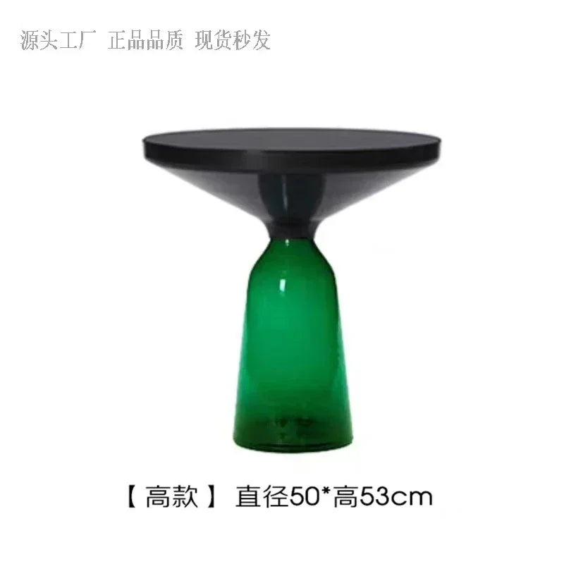 Nordic Creative Glass Round Coffee Table Combination Living Room Reception Side Table Transparent Light Luxury Coffee Tables