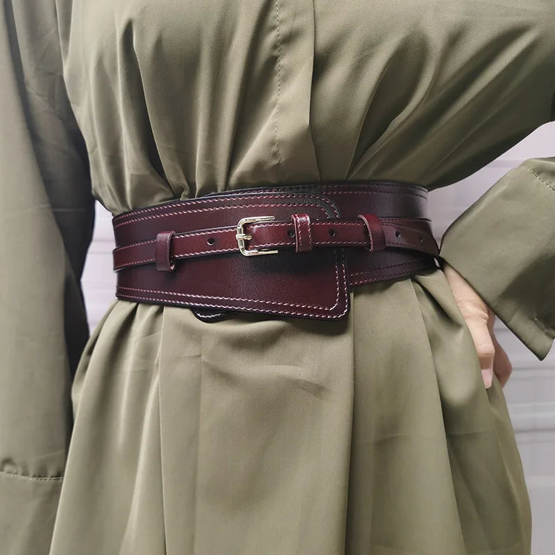 Belt – Wide Waistband – Cowhide Leather – Solid | KIMLUD
