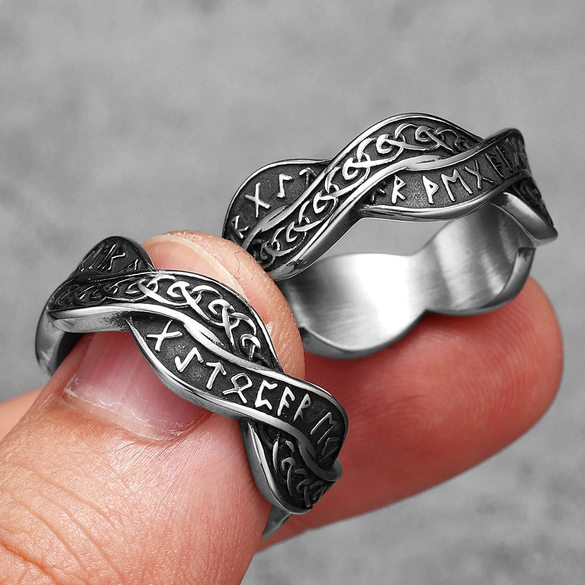 Viking Letter Character Unique Stainless Steel Men Rings Punk New In For Male Women Fashion Jewelry Creativity Gift Wholesale