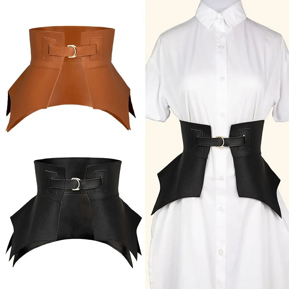 Women Classic Skirt Dress Coat Vintage Stretch Cummerbunds Punk Wide Belts Elastic Corset Band Leather Waistband