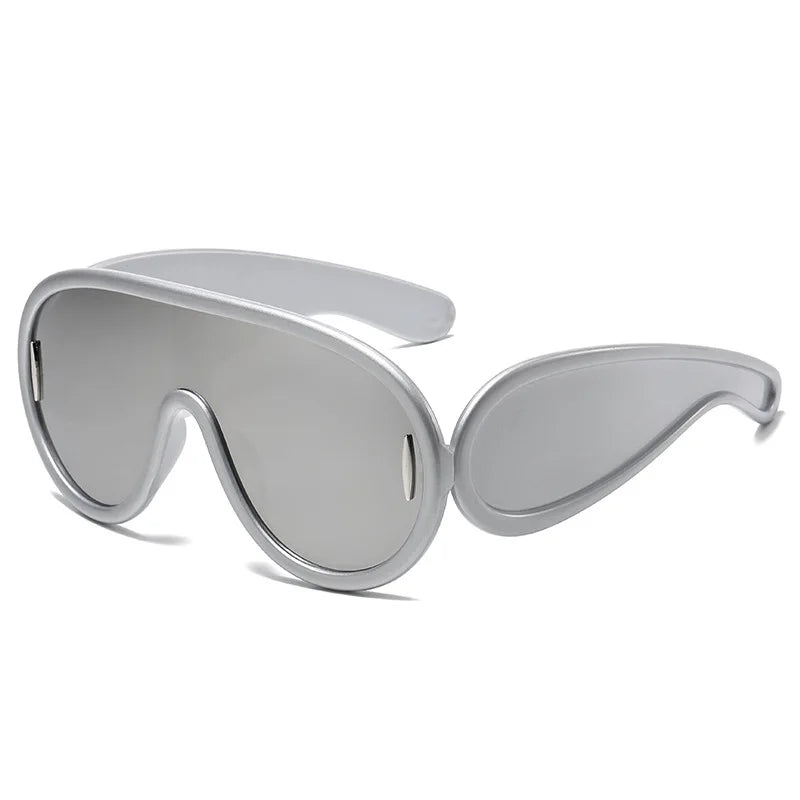 Vintage Round Sunglasses Exaggerated Circular Frames — Black | KIMLUD
