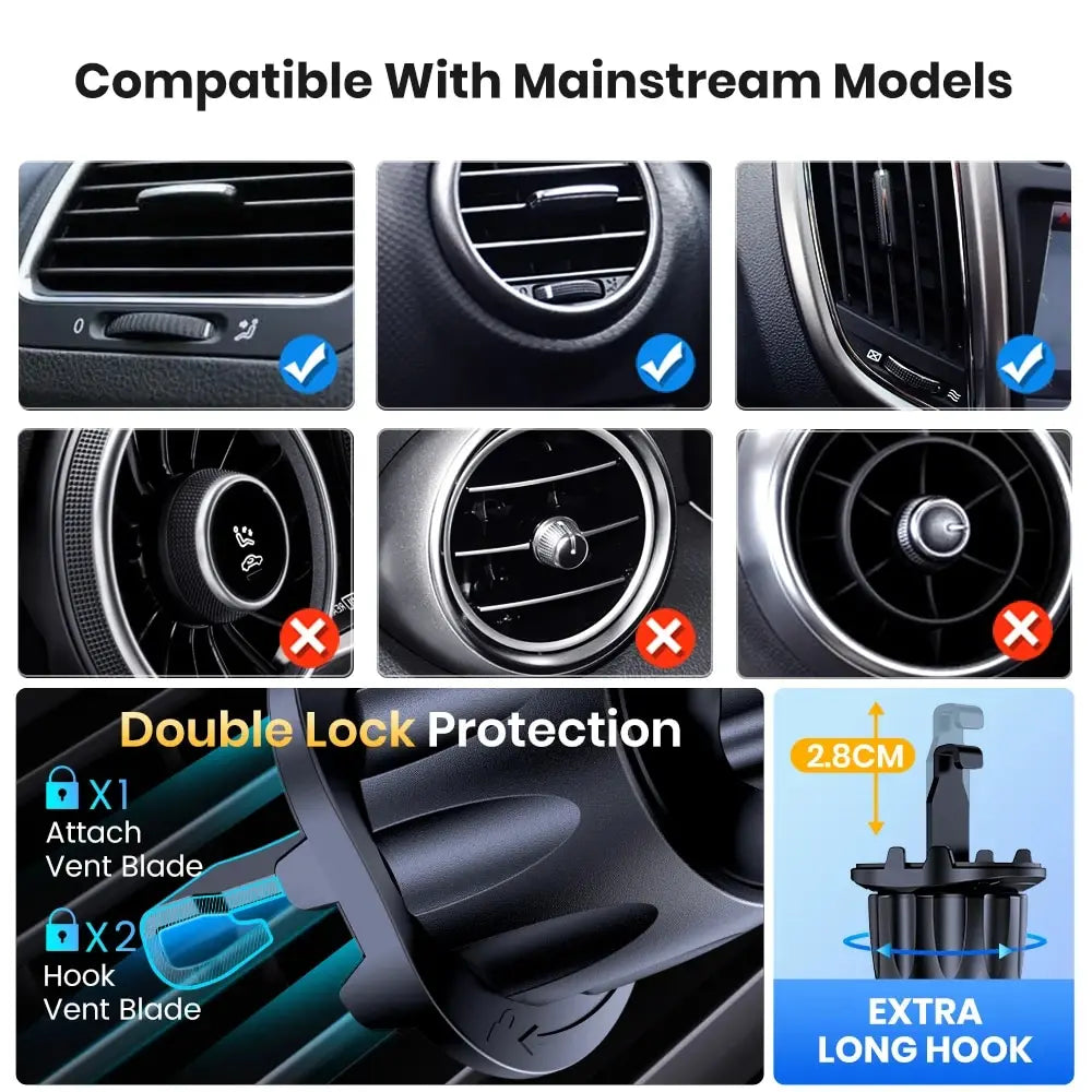 Car Phone Holder Mount – Air Vent Clip – Universal – Black | KIMLUD