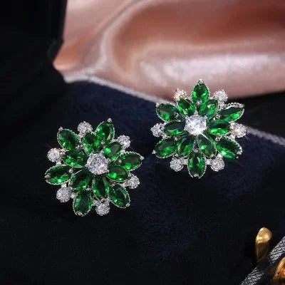 Sterling Silver Cubic Zirconia Needle Stud Earrings — Silver Gold | KIMLUD