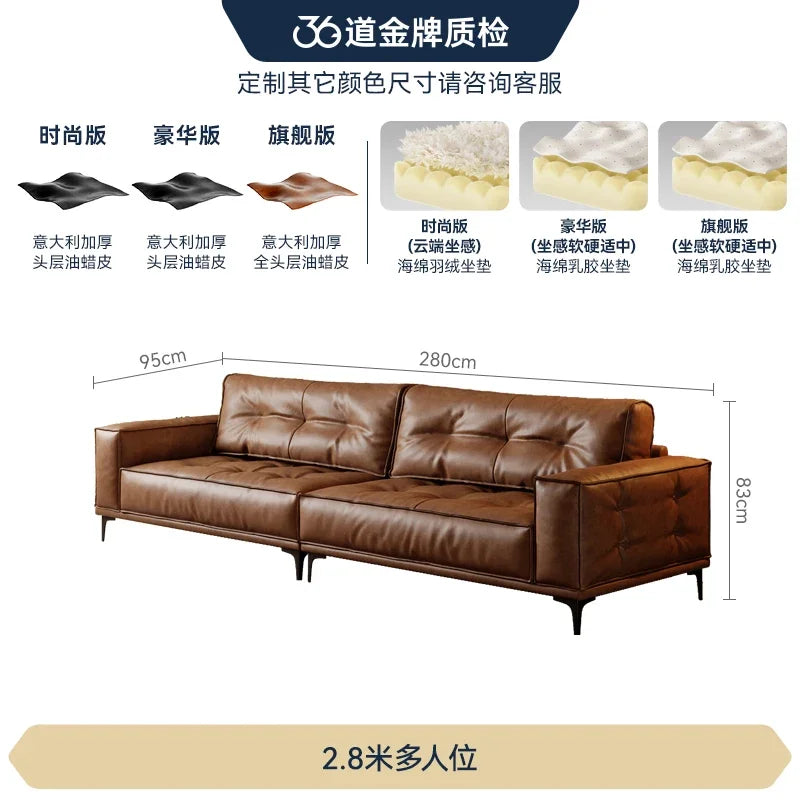 Leather Oversized Sofa Postmodern — Deep Brown | KIMLUD