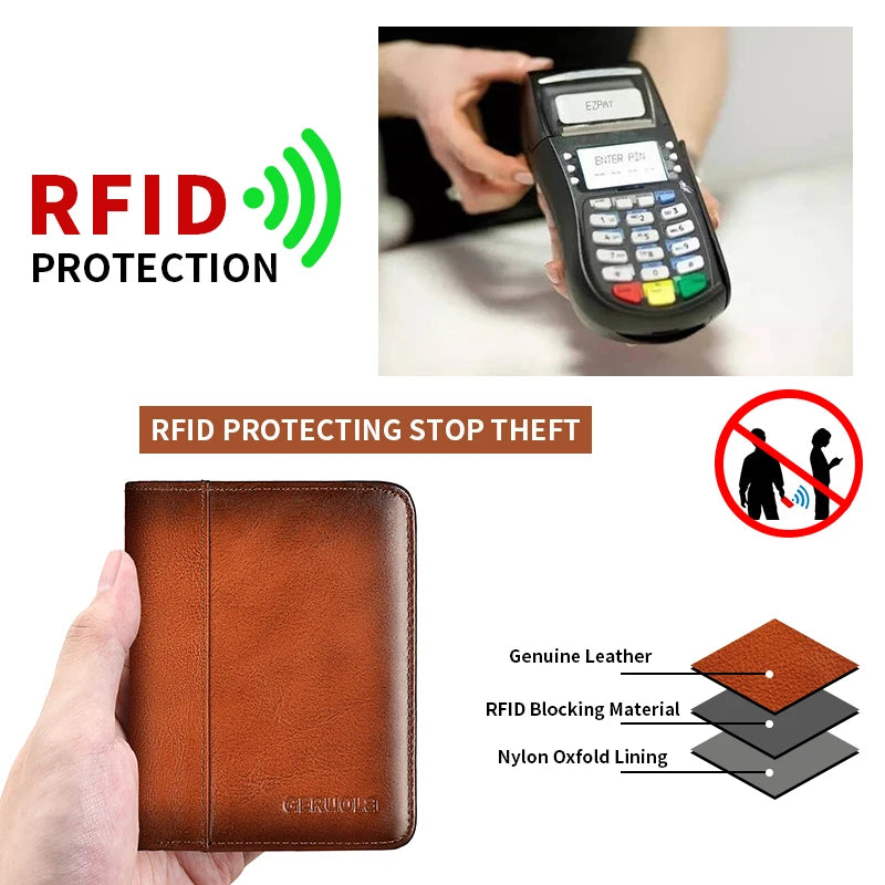 Compact Wallet – RFID Protected – Top-Grain Brown Leather – Gradient Finish | KIMLUD