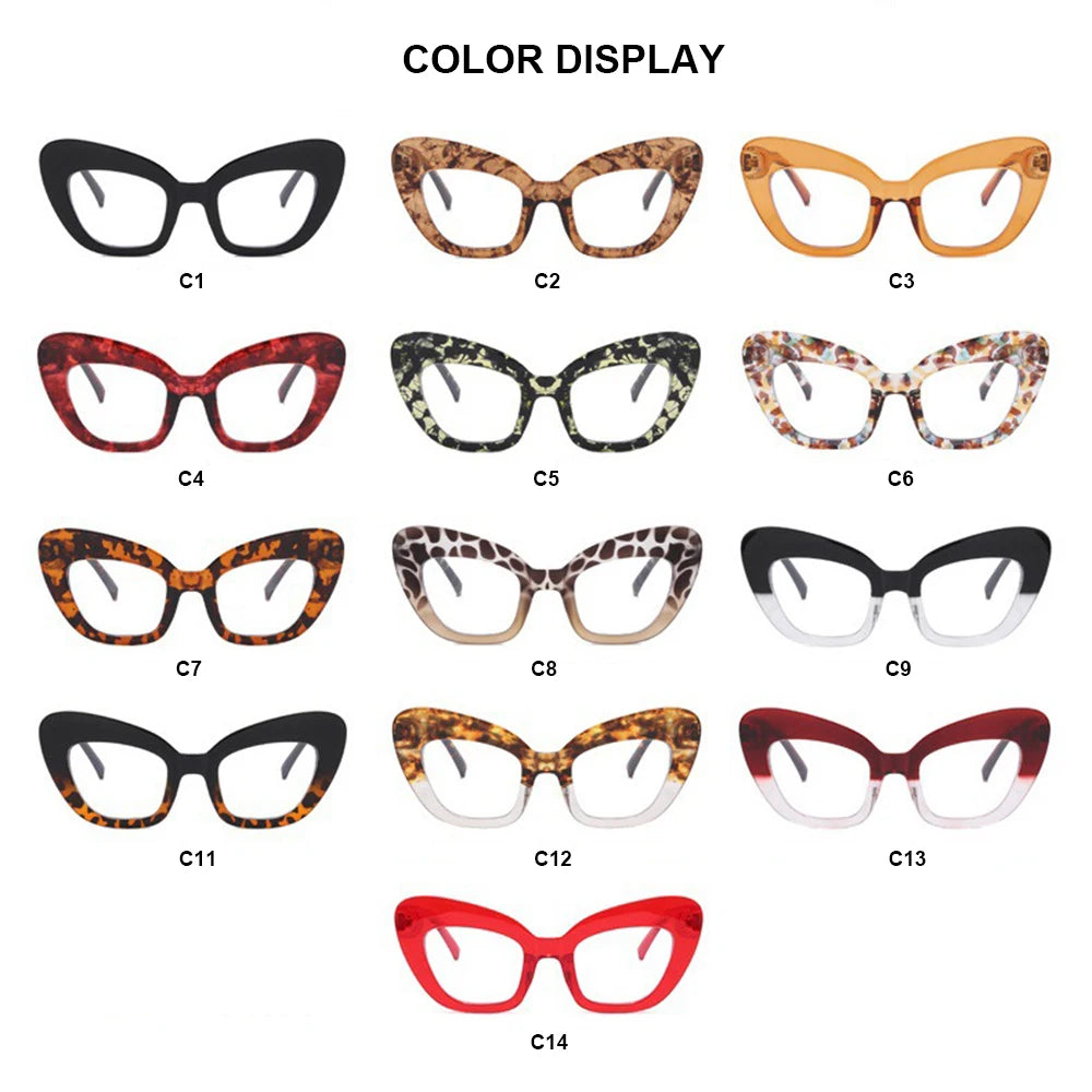 Cat Eye Eyewear Frame – Anti Blue Light – Plastic Oversized Leopard | KIMLUD