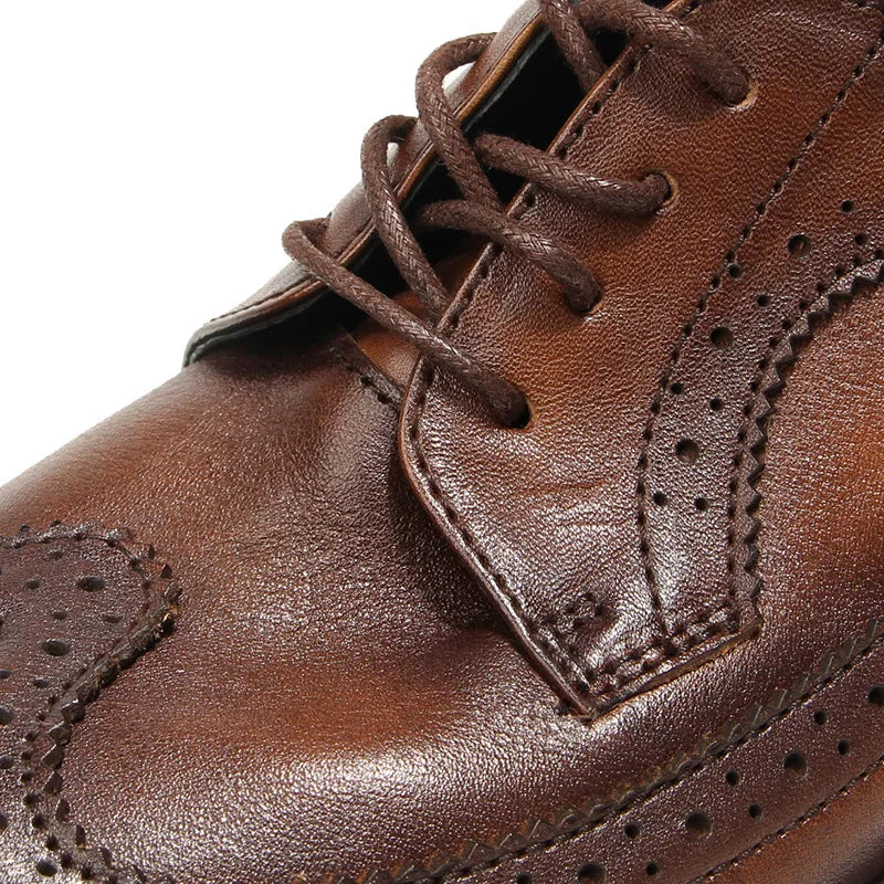 Genuine Leather Men's Block shoes Mens Business Shoes Luxury New Handmade Comfortable Man Casual Shoes Retro Men Leather Shoes