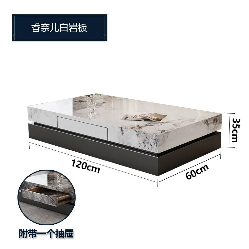 Italian Minimalist Coffee Table Rock Slab Countertop — Charcoal Gray | KIMLUD