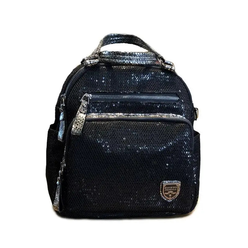 Sequin Softback Backpack Large Capacity — Black | KIMLUD