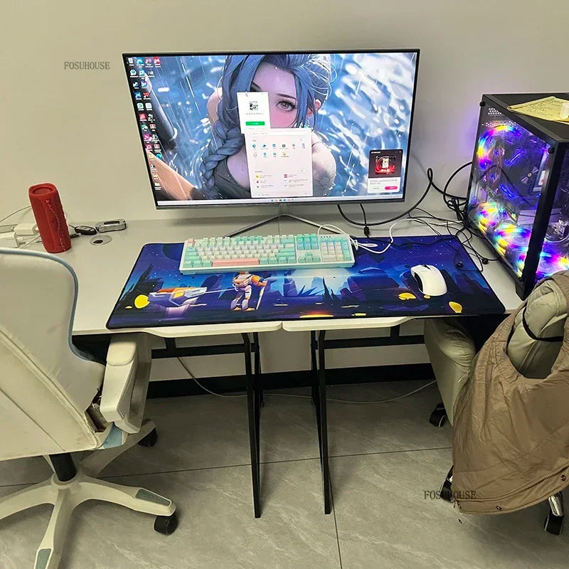 L-Shaped Double Computer Desk Home Office — Black | KIMLUD
