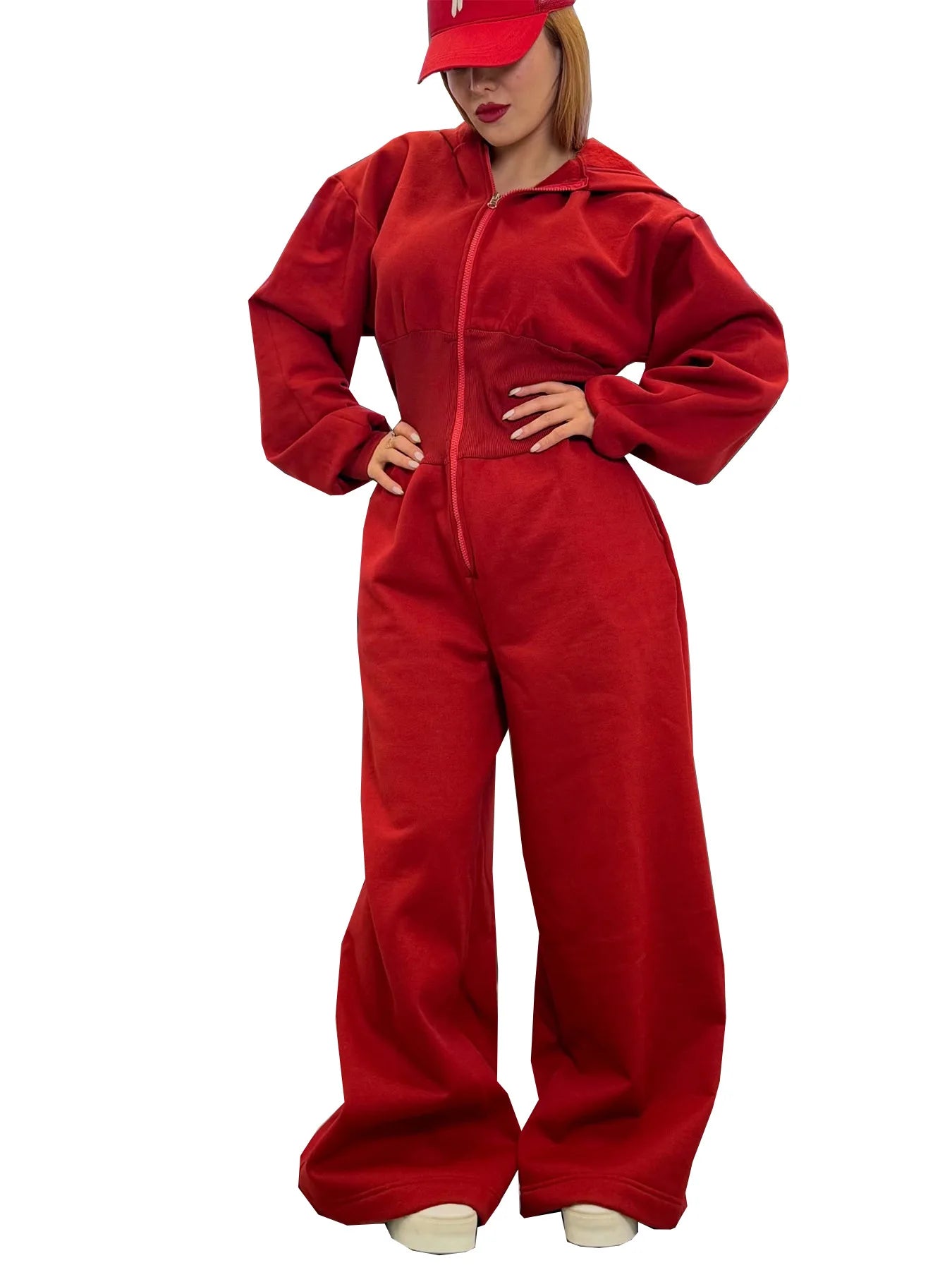 Hooded Zipper Jumpsuit Elastic-Waist — Black | KIMLUD