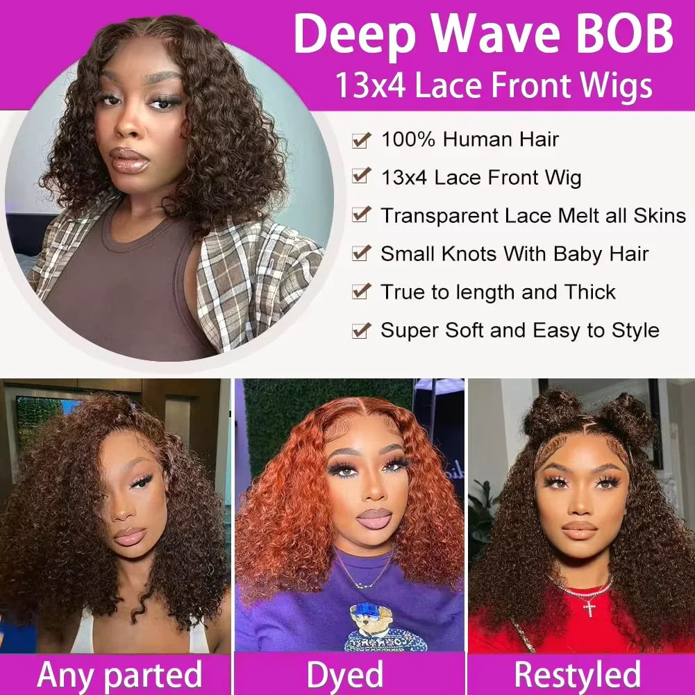 Lace Front Wig – Deep Wave – Remy Vietnamese Hair – Brown | KIMLUD