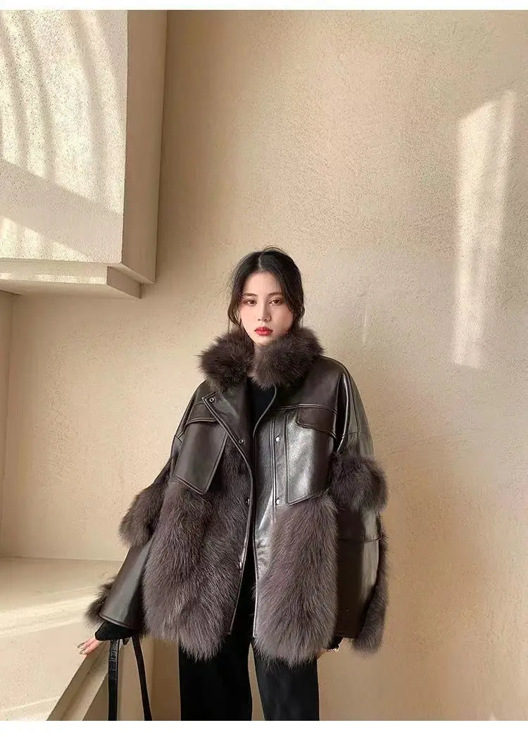 Vintage Thick Fashion Warm Coat Fur Coat Women's 2023 Winter New Korean Fashion Imitation Fox Fur Padded Coat Street Outwears
