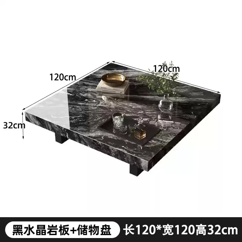 Rock Slab Coffee Table Rectangular Countertop — White | KIMLUD