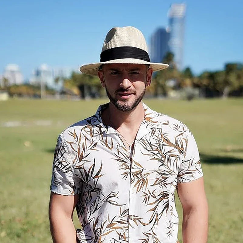 Panama Straw Sun Hat Plus Size 63cm Unisex — Natural | KIMLUD