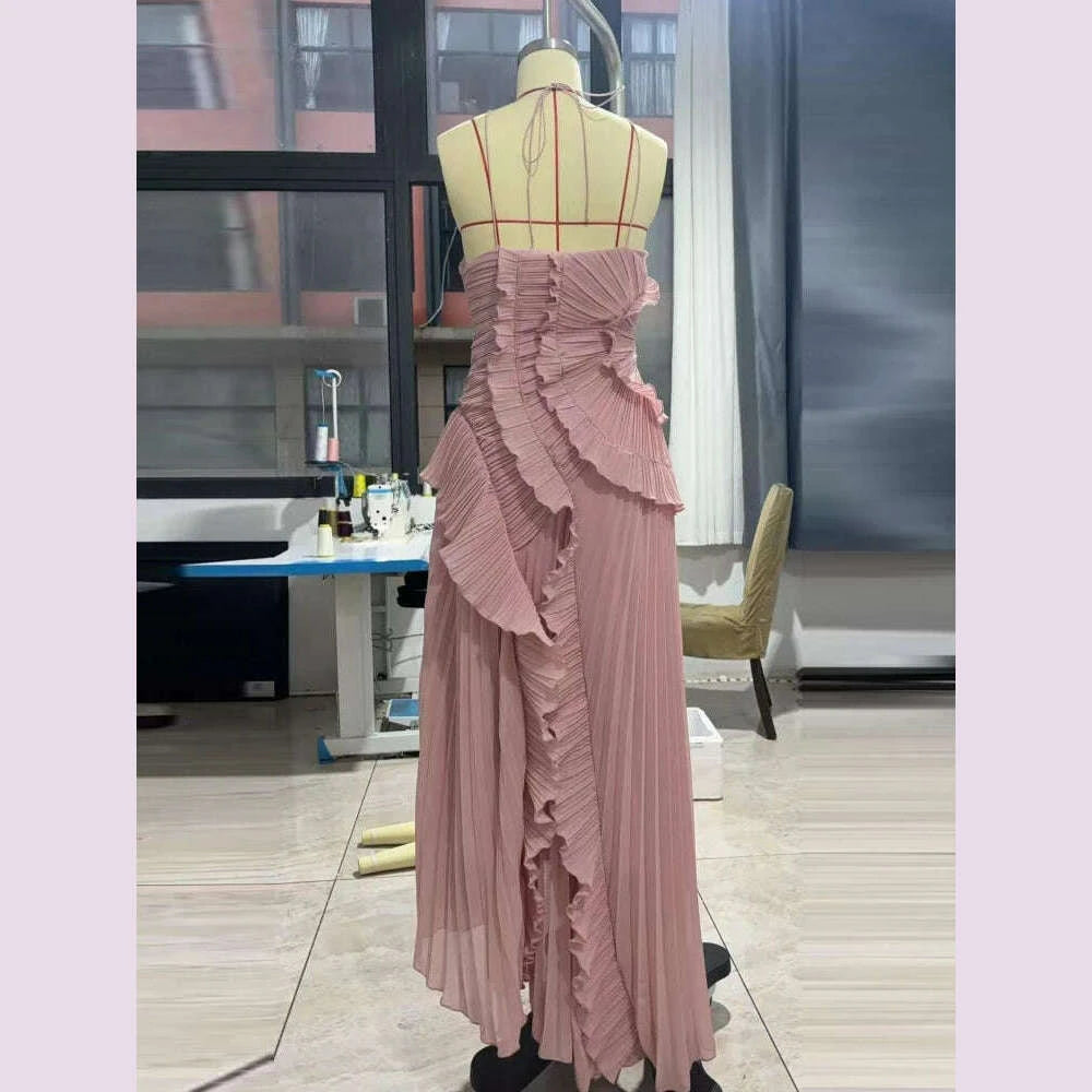 sexy-halter-neck-pleated-ruffled-long-dress-women-pink-sleeveless-backless-lace-up-folds-slim-dresses-evening-party-gownskimlud-womens-fashion-34600150
