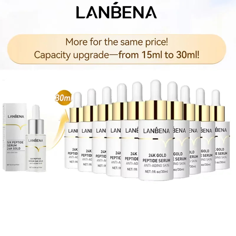 24K Gold Infused Serum Six Peptides Firming Wrinkle Repair — Clear | KIMLUD
