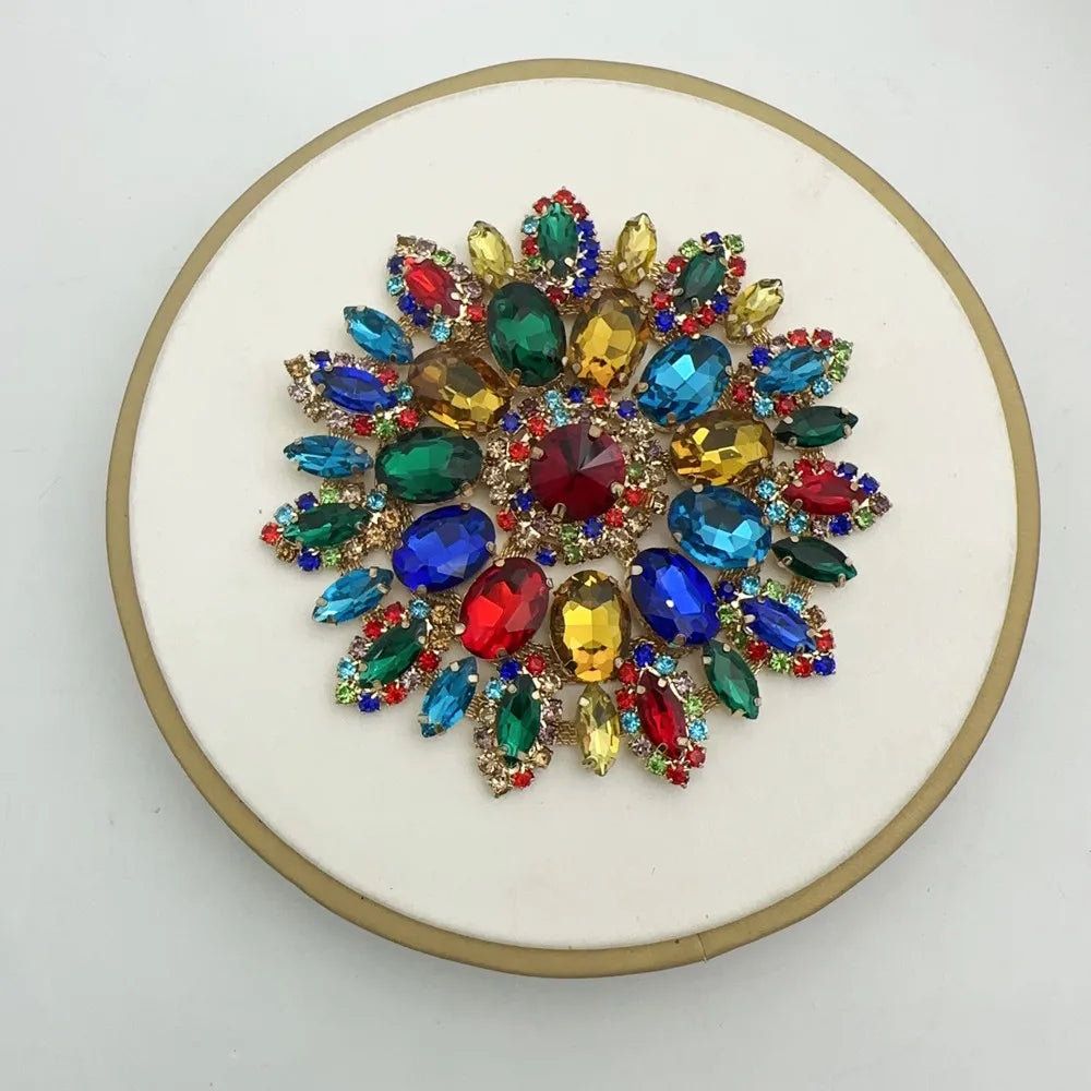 Crystal Rhinestone Appliques Round Cut Wedding Dress Embellishments — Clear | KIMLUD
