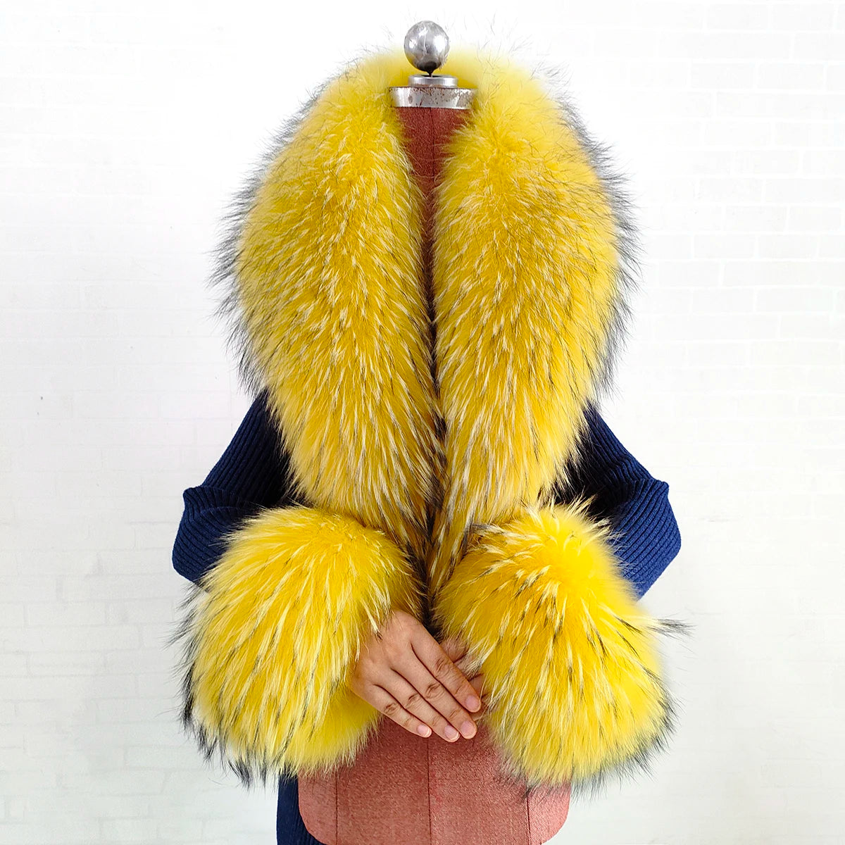 Real Fox Fur Collar Cuffs Set For Women Men Winter Neck Warmer Furry Scarf Fluffy Pelt Fur Shawl Coat Overcoat Fashion Accessory
