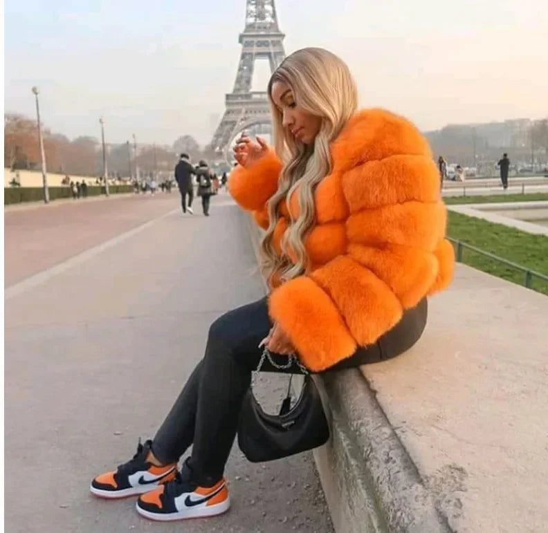 Faux Fur Coats Women Short Coat Jackets Elegant Jacket  Autumn Winter Y2k Furry Outerwear Mom Splice Thick Warm Coffe Coats