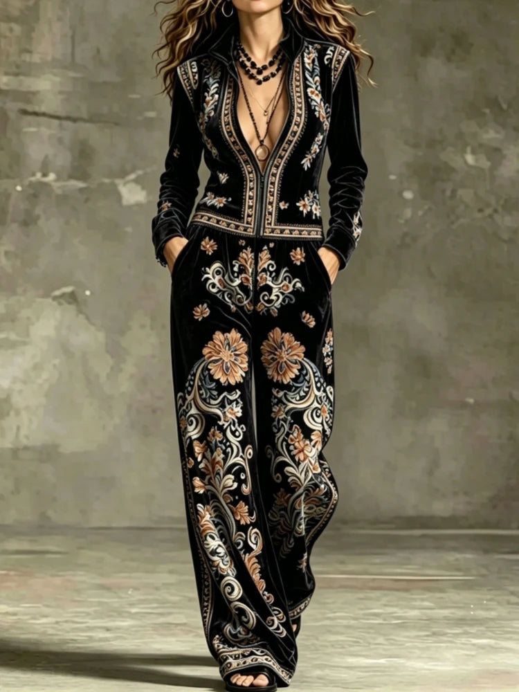 Jumpsuit – Stand Collar Zip Front – Polyester – Loose Wide Leg | KIMLUD