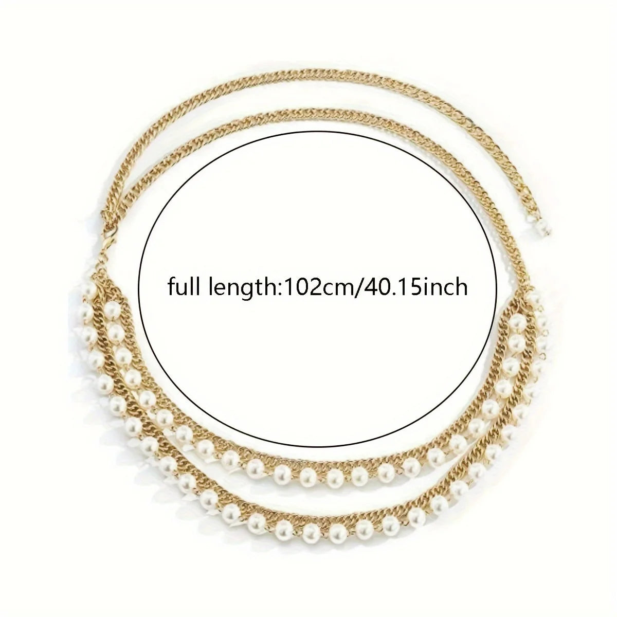 Gold-Tone Pearl Waist Chain With Luxe Multi-Layer Body Chain For Neon Night Vibe — Gold | KIMLUD