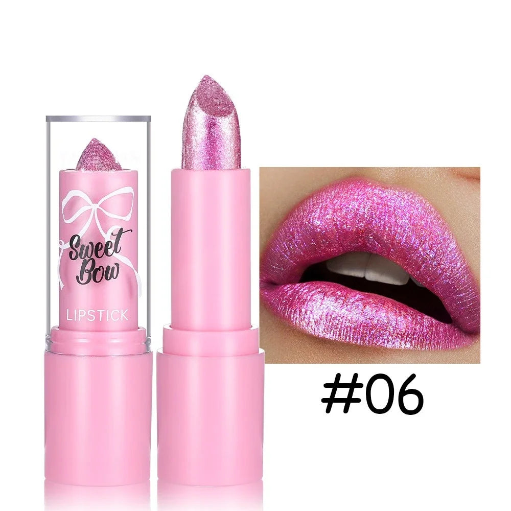 Metallic Lip Gloss Glitter Glaze Waterproof Long-Lasting — Bright Red | KIMLUD