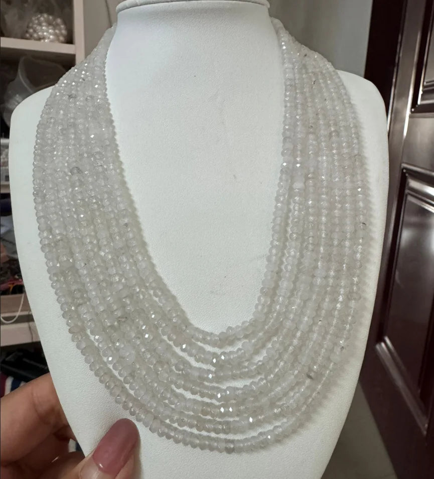 2x4mm NATURAL RUBY FACETED BEADS NECKLACE 7 Rows 17'’-23" Can Choice Red Blue White Green Yellow