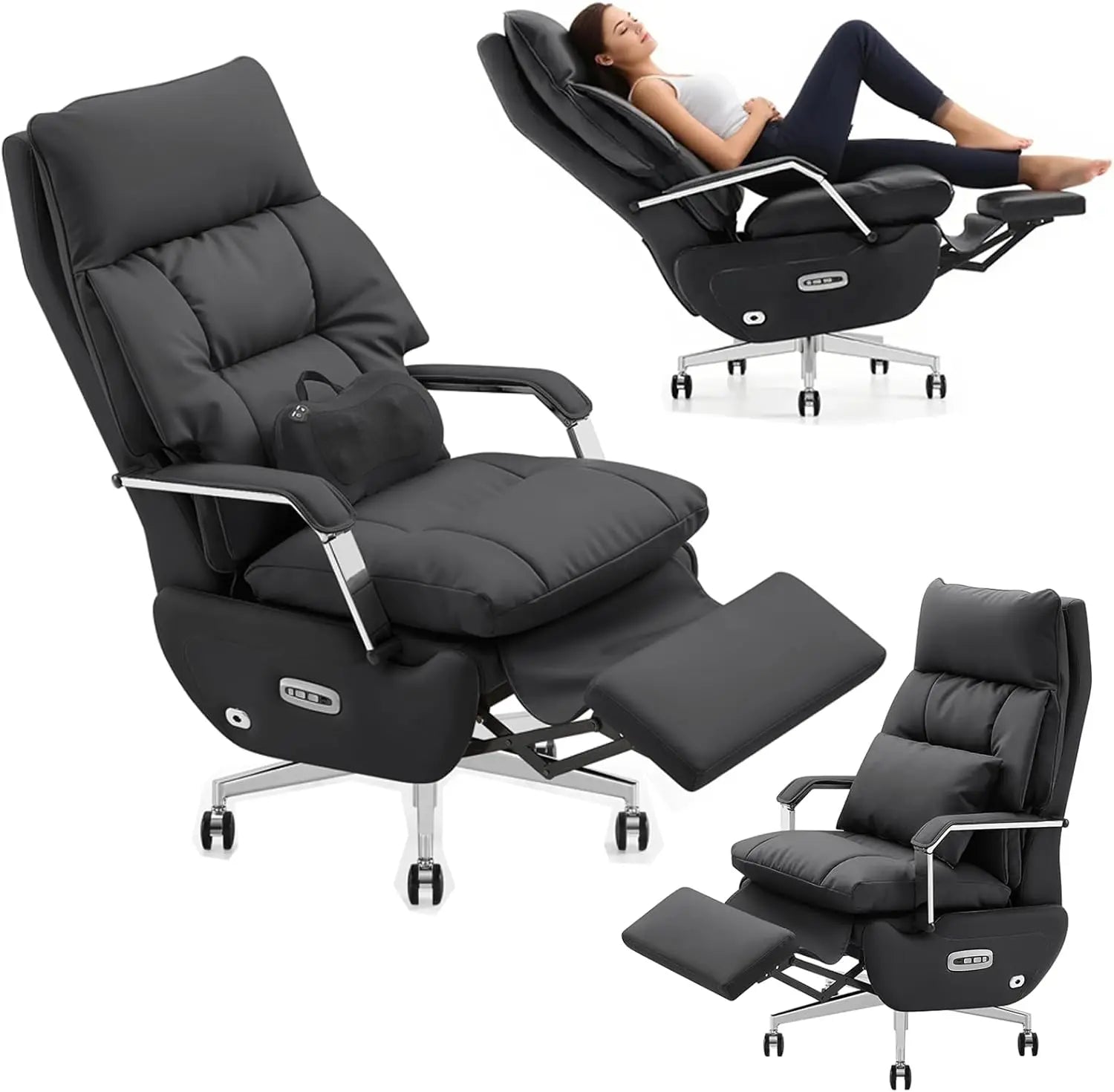 KIMLUD, Dual Motor Executive Home Office Chair with Footrest One-Click Electric Recline with Massage  Pillow Support 430LBS Big and Tall, KIMLUD Womens Clothes
