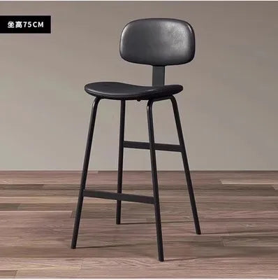 Industrial Wrought-Iron Bar Stool Soft Bag Seat — Black | KIMLUD