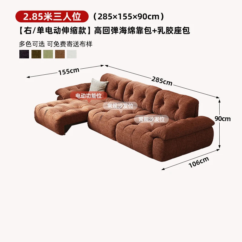 Velvet Designer Living Room Sofa Multifunctional Electric Adjustment — Burnt Orange | KIMLUD