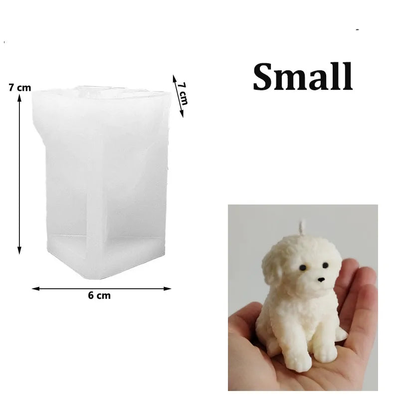 Teddy Dog Candle Mold Cute Animal Pet Puppy Dog Handmade Aromatherapy Plaster Soap Silicone Mould DIY Home Decoration Tools
