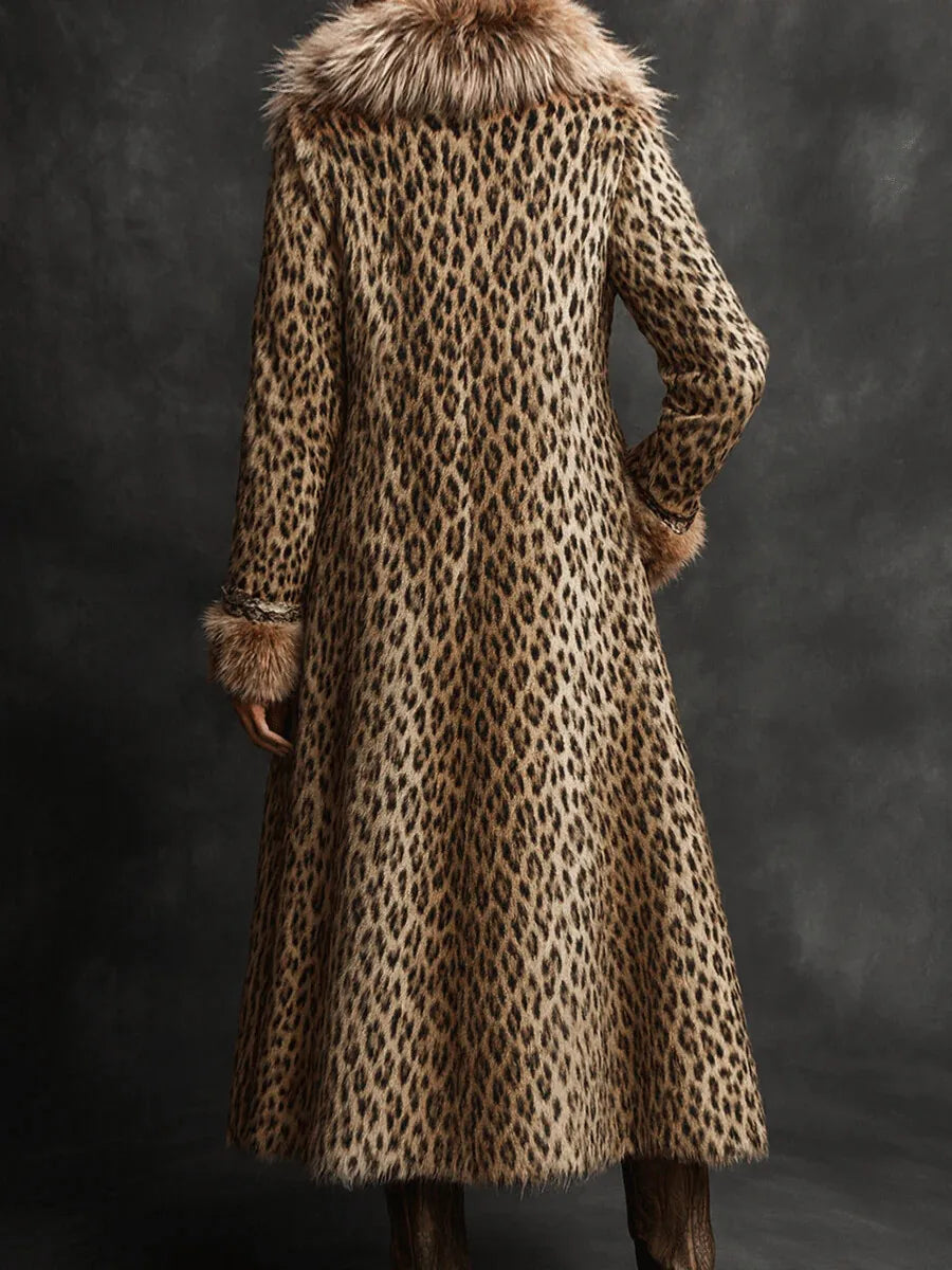Faux Fur Coat – Turndown Collar – Polyester – Brown | KIMLUD
